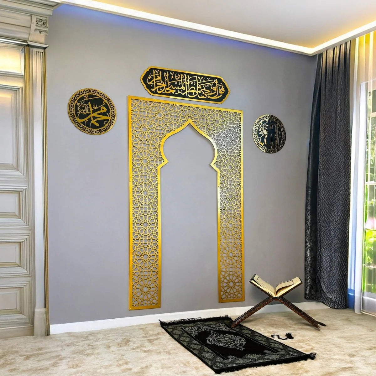 Mehrab Wall Art for Prayer Area Room – Elegant Namaz Decor Piece.