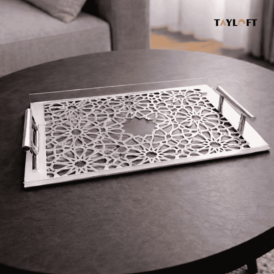 Sultané Royale™ Gold Tray With Metal Handles-SRG01