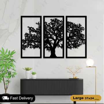 3 Frame Tree Wooden Panels For Wall Decor