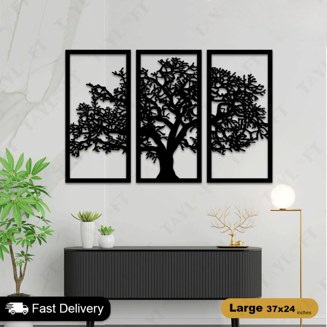 3 Frame Tree Wooden Panels For Wall Decor