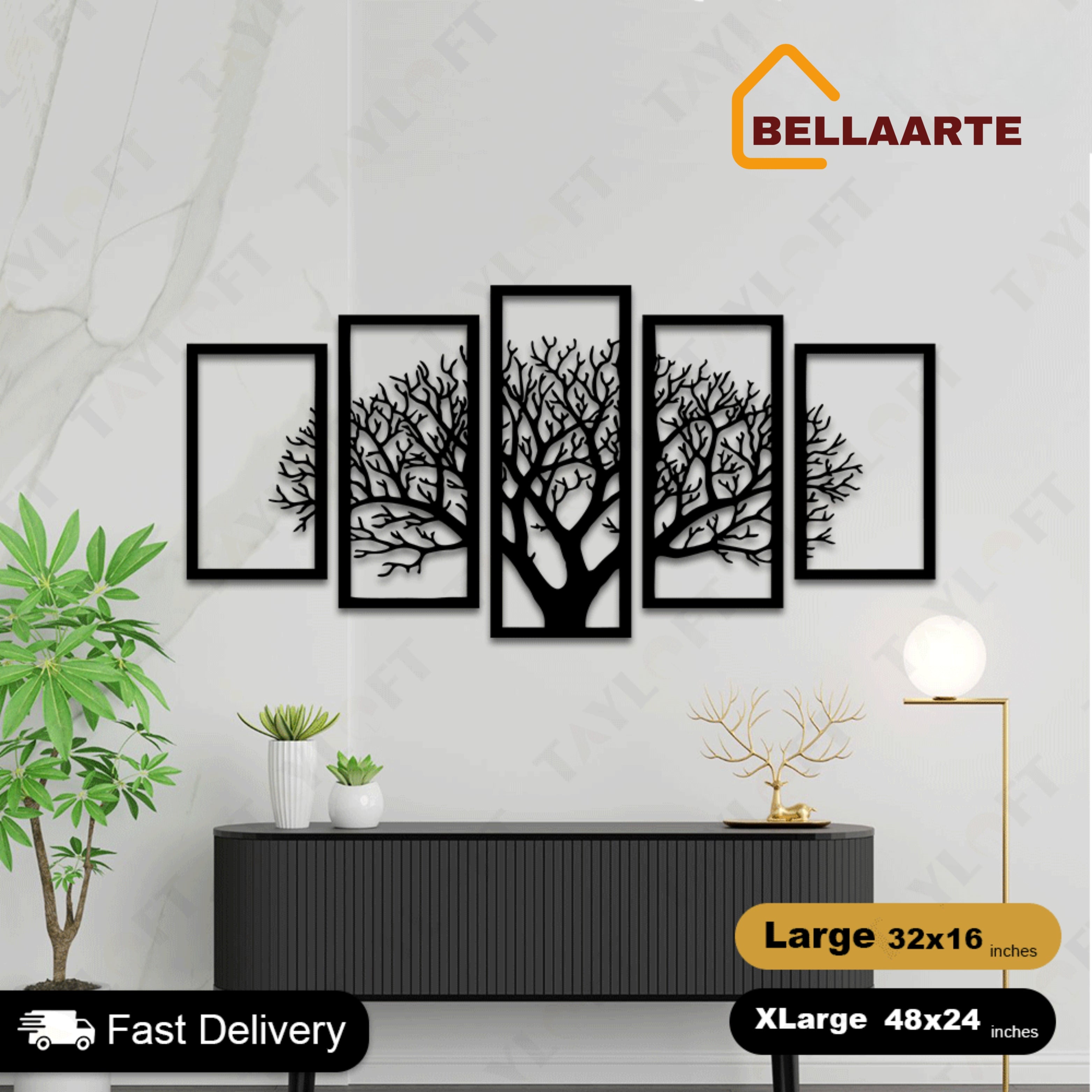 5 Frame Tree Panel For Wall Decor